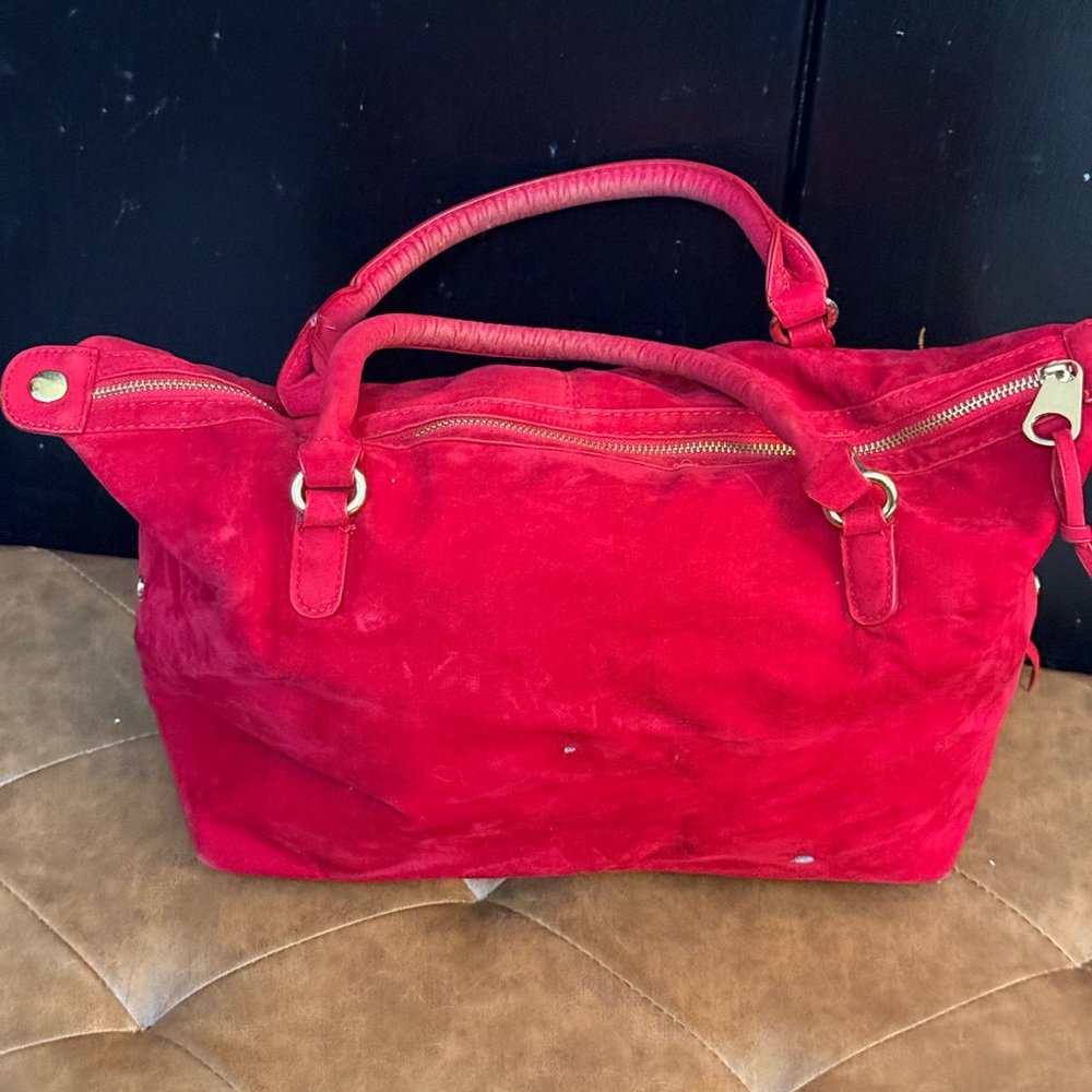 Nine West Vibrant Red Suede Tote